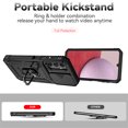 thumbnail image 3 of Decase for Samsung Galaxy A55,Rugged Case with Slide Camera Lens Protector [Military Grade Drop Protection] Built-in 360° Magnetic Rotation Ring Kickstand Dual-layer Shockproof Phone Case,Black, 3 of 9