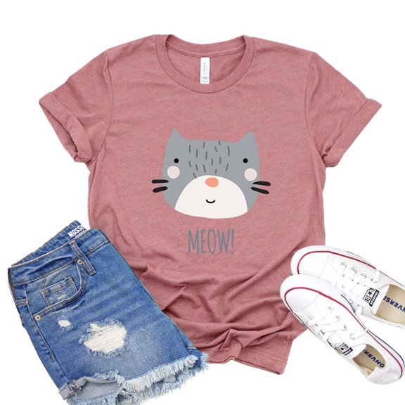 Meow T-shirt Kitty Shirts Animal Lover Tee Kitten Mom Tshirt Women's Rescuer Top Pet Adoption Gift Cat Mama Shirt