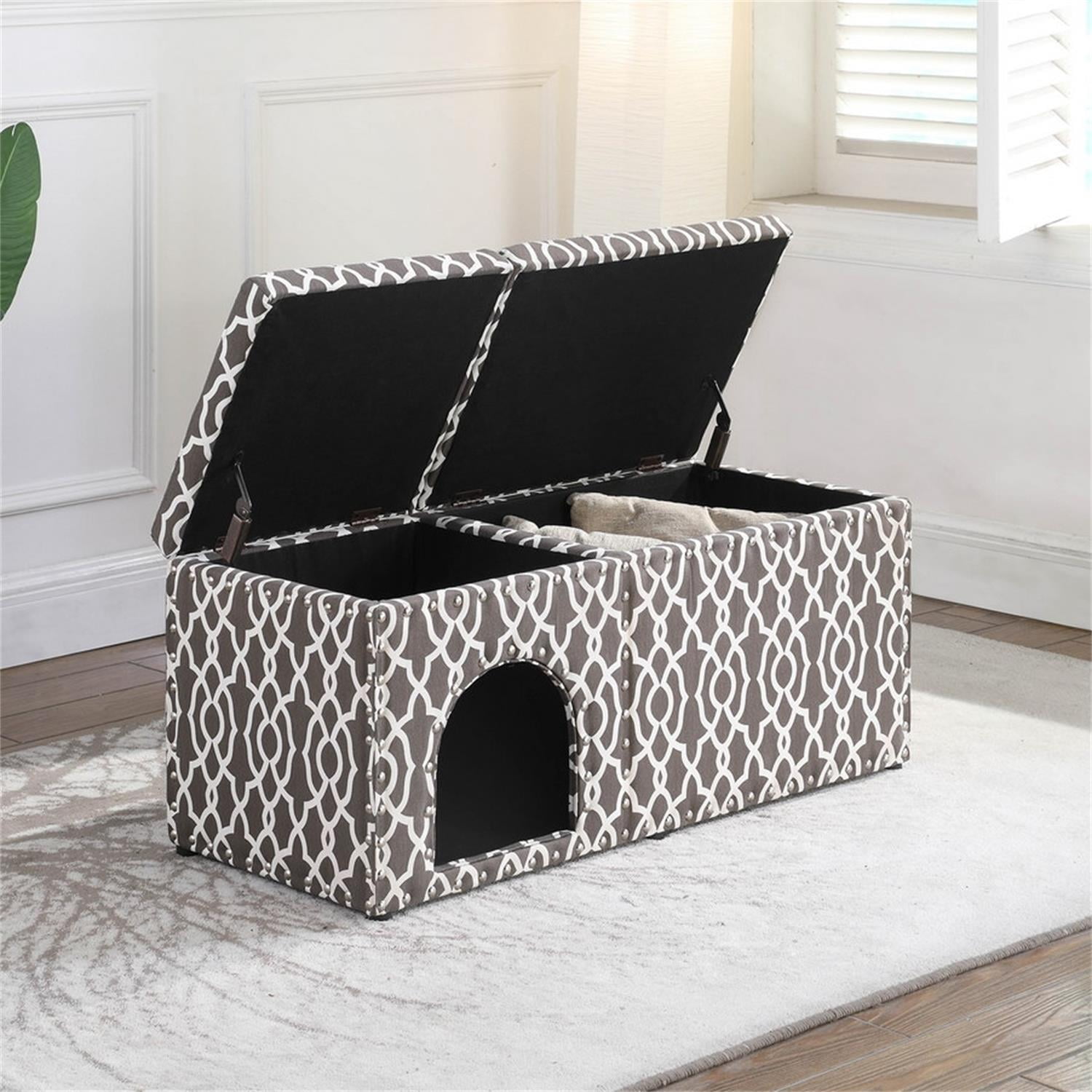 Pefilos 40" Cat House for Indoor Cats, Pet Housing with Storage Bench, Kitty Condo Bed Cave, Gray Pefilos 40" Cat House for Indoor Cats, Pet Housing with Storage Bench, Kitty Condo Bed Cave, Gray