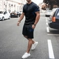 thumbnail image 2 of Vedolay Mens Shorts Tracksuit Men 2 Piece Set Short Sleeve Shirt with Drawstring Waist Shorts Summer Casual Beach Outfits,Dark Blue 4XL, 2 of 3