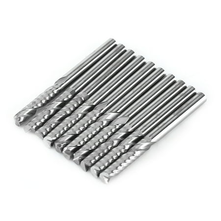 

LYUMO 10pcs Single Flute End Mill Cutter CNC Tool Bits 3.175mm Diameter 22mm Cutting Edge Length