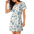 thumbnail image 2 of Lsque Rose Flowers Pattern Nightgowns for Women Sleep Shirts Short Sleeve Nightshirt Pullover Nightdress Soft Sleepwear Relaxed Fit Nightdress, 2 of 6