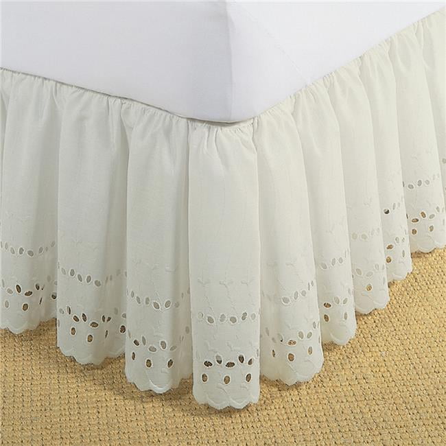 Fresh Ideas Eyelet Bed Skirt Dust Ruffle Embroidered Details Extra Long 18" 