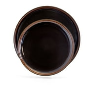 Elama Midnight Beach 16 Piece Dinnerware Set in Metallic Black
