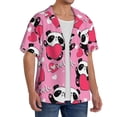 thumbnail image 4 of Disketp Men's Hawaiian Panda Heart Valentine Pink Print Shirts Button Down Holiday Beach Shirts-Large, 4 of 7