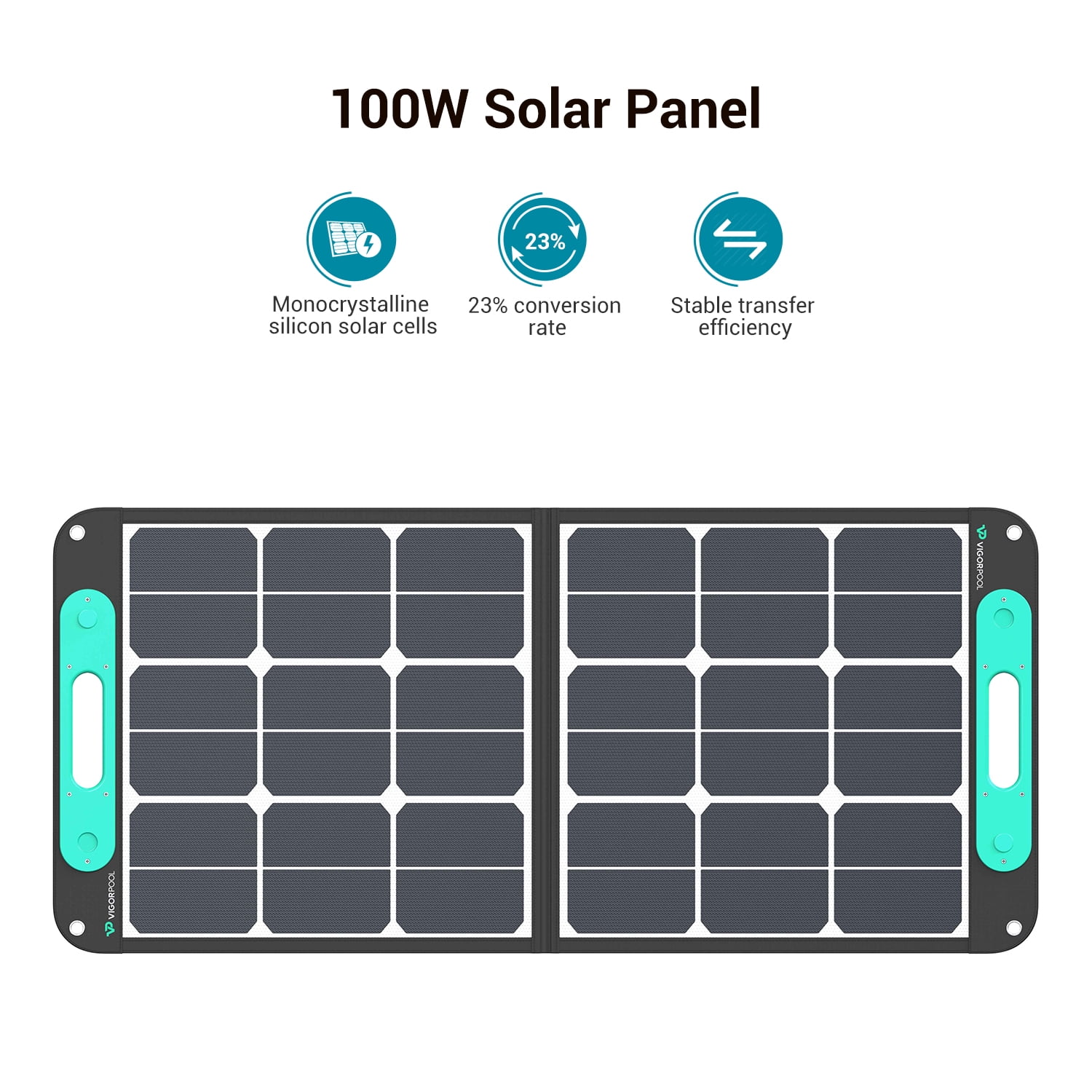 VIGORPOOL 100W 19.8V Portable Solar Panel for Power Station with SunPower Cells, Foldable Solar Charger with Adjustable Kickstand for Outdoor Camping,RV,off Grid System,Black