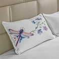 thumbnail image 2 of Dragonfly Knitted Quilt Pillowcover, Watercolor Bug Butterfly Like Moth Branch Ivy Flowers Lilies Art, Standard King Size Pillow Cover for Bedroom, 36" x 20", Green Purple and Blue, by Ambesonne, 2 of 2