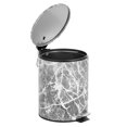 thumbnail image 6 of mDesign Round Metal 1.3 Gallon Step Trash Can, Lid, Removable Liner, Gray Marble, 6 of 7