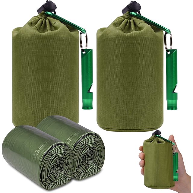 pieza saco de dormir de emergencia supervivencia - saco de supervivencia bivy mantas de rescate impermeables con silbato de señal, manta de emergencia de primeros auxilios de protección cont JFHHH pequeña