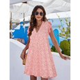 thumbnail image 4 of Women's Summer Casual Dress V Neck Ruffle Sleeves Loose Flowy Swing Mini Dress, 4 of 4