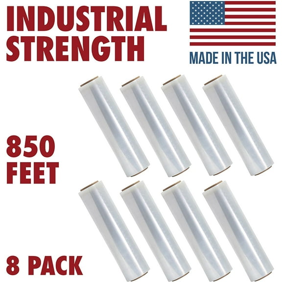 18 Inch X 850 feet Tough Pallet Shrink Wrap, 80 Gauge Industrial Strength, Commercial Grade Strength Film, Moving & Packing Wrap, For Furniture, Boxes, Pallets (8-Pack)