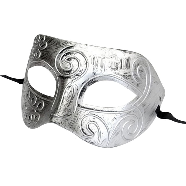 KAKOWELY Máscara de luchador griego romano para adultos, ideal para bailes de disfraces, bailes de máscaras y Halloween (plateada).