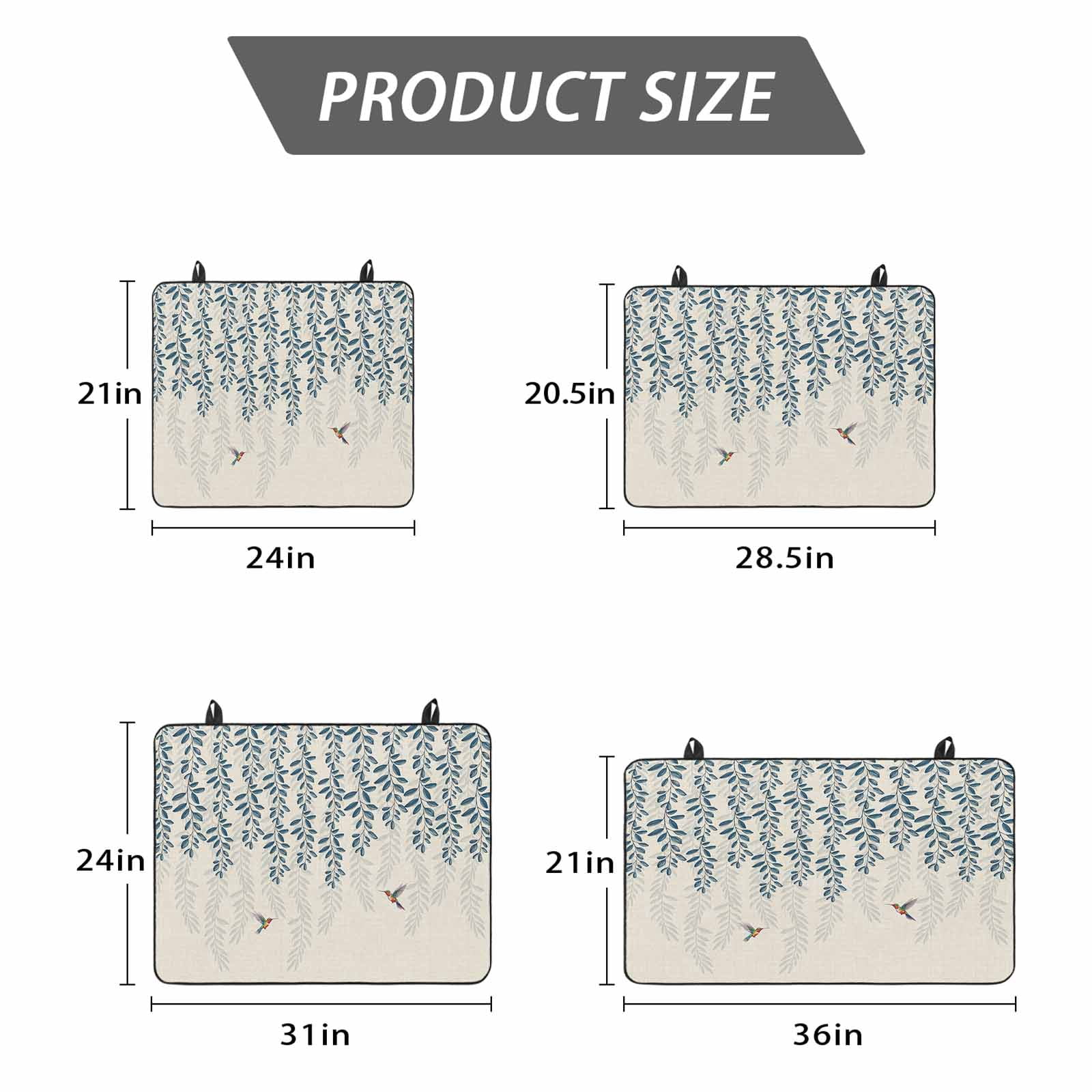 Teal Leaves, Stove Top Cover for Electric Stove, Heat-proof & Non Slip Glass Top Stove Cover Protector, Farmhouse Country Botanical Animal Bird Kitchen Flat Cooktop Rubber Mat 31x24 Inches