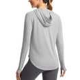 thumbnail image 1 of yoeyez Maillot Dermoprotecteur pour Femmes Upf 50+ Protection Uv Manches Longues Chandails d'Entraînement contre le Soleil Coupe Sèche Randonnée Natation Chandail Hauts d'Entraînement avec Poches Gris,2TG, 1 of 7