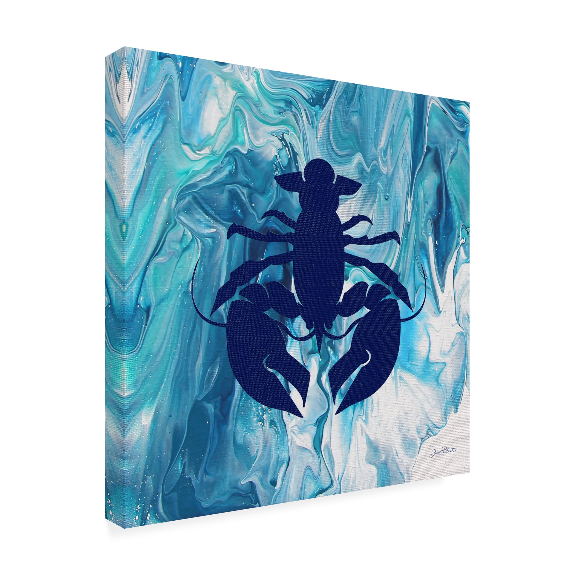 Canvas Wall Art - Jean Plout 'Abstract Ocean G' Wall Art for Living Room, Bedroom, or Office Décor by Trademark Fine Art - 14 x 14 Inches