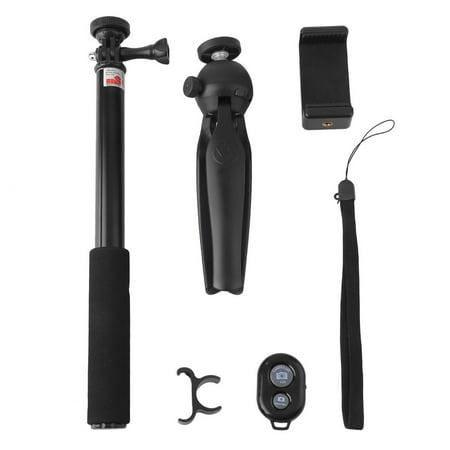 Extendable bluetoot h Remote Shutter Phone Selfie Stick+ Tri pod For GOPRO