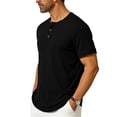 thumbnail image 3 of Lmueinov Men's Ribbed Henley Short Sleeve T Shirts, Casual Loose Fit Button Placket Solid Color Tops, Versatile Daily Wear Shirts S-3XL, 3 of 7