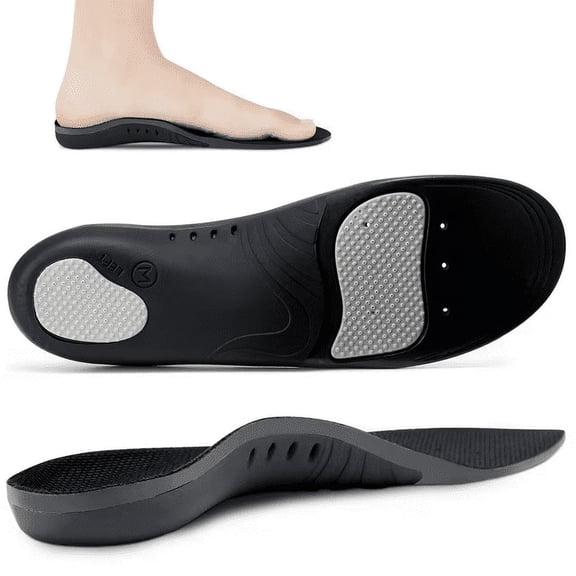 Heavy Insoles (220 lbs),Plantar Fasciitis Relief Insoles, Arch Support Insoles for Flat Feet, Memory Foam Arch Support Inserts for Men & Women, Gel Orthotic Insoles for Standing All Day,Black,M