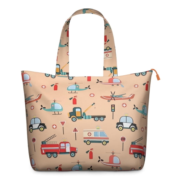 Cartoon Truck & Tractor Weekender Bag Spacious Travel Tote with Adjustable Shoulder Strap, Airplane Friendly Multipurpose Bag for Fitness & Business Travel