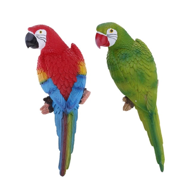 2x Resina Pájaro Adorno Animal Colgando 38cm shamjiam Estatua de loro realista