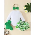 thumbnail image 4 of WIBACKER St Patricks Day Baby Girl Outfit Lucky Print Romper+Tutu Clover Skirts+Leg Warmers+Headband Spring Clothes, 4 of 12