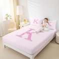 thumbnail image 2 of Manfei Modern Geometric Stripes Fitted Sheet Full,Monogrammed K Design Bed Set,3pcs,1 Fitted Sheet and 2 Pillowcases, 2 of 6