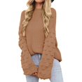 thumbnail image 1 of Womens Sweaters Pullover Oversized Deep V Neck Off Shoulder Tops Long Sleeves Loose Knit Sweater, 1 of 6