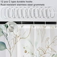 thumbnail image 6 of Sage Green Eucalyptus Shower Curtain, Spring Plant Leaves Shower Curtain Waterproof Fabric Watercolor Green and Gold Shower Curtain Set with Hooks, 72x72 Inch, 6 of 6
