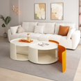 thumbnail image 5 of Dasun Nesting Coffee Table, Round Nesting Tables and End Tables for Small Space, Modern Side Tables with Extendable Sliding Tabletop for Living Room, Office,White, No Need Assembly, 5 of 9