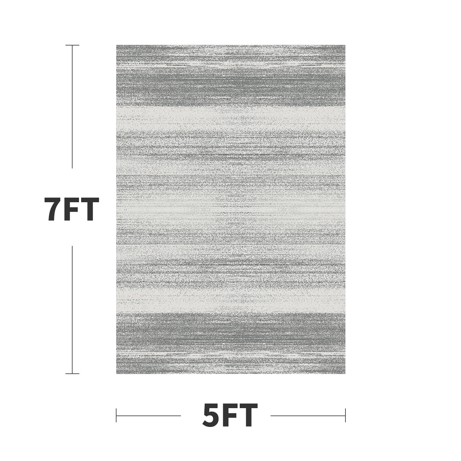 SIXHOME 5x7 Area Rugs Abstract Striped Rugs for Living Room Machine Washable Carpet Bedroom Dining Kids Room Throw Rugs Indoor Non-Slip Modern Accent Floor Rug Contemporary Neutral Gray and White