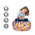 thumbnail image 2 of Floral Storage Toy Bag Chair, Vibrant Spring Theme of Happy Hearts Blossoms and Leaves Seasonal Outdoor Print, Stuffed Animal Organizer Washable Bag, Small Size, Multicolor, by Ambesonne, 2 of 3