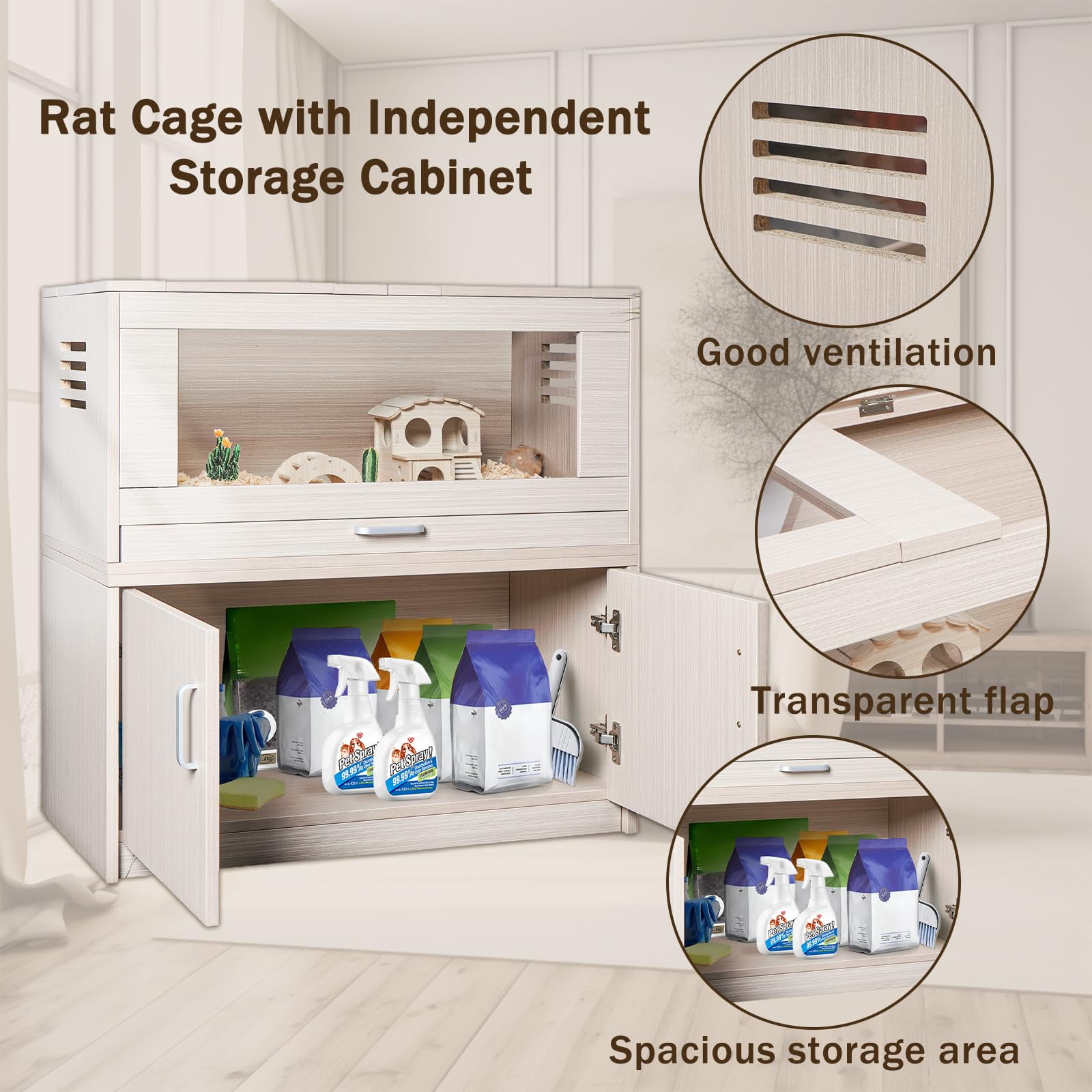 Spacious Multi-Functional Small Animal Cage – Includes Storage, Acrylic Panels, And Easy Cleaning For Hamsters, Guinea Pigs, And Chinchillas