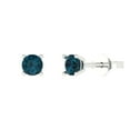thumbnail image 3 of 3 ct Push-Back Stud Earrings for Women | 7.5mm Round Cut Natural London Blue Topaz | 18K White Gold, 3 of 5