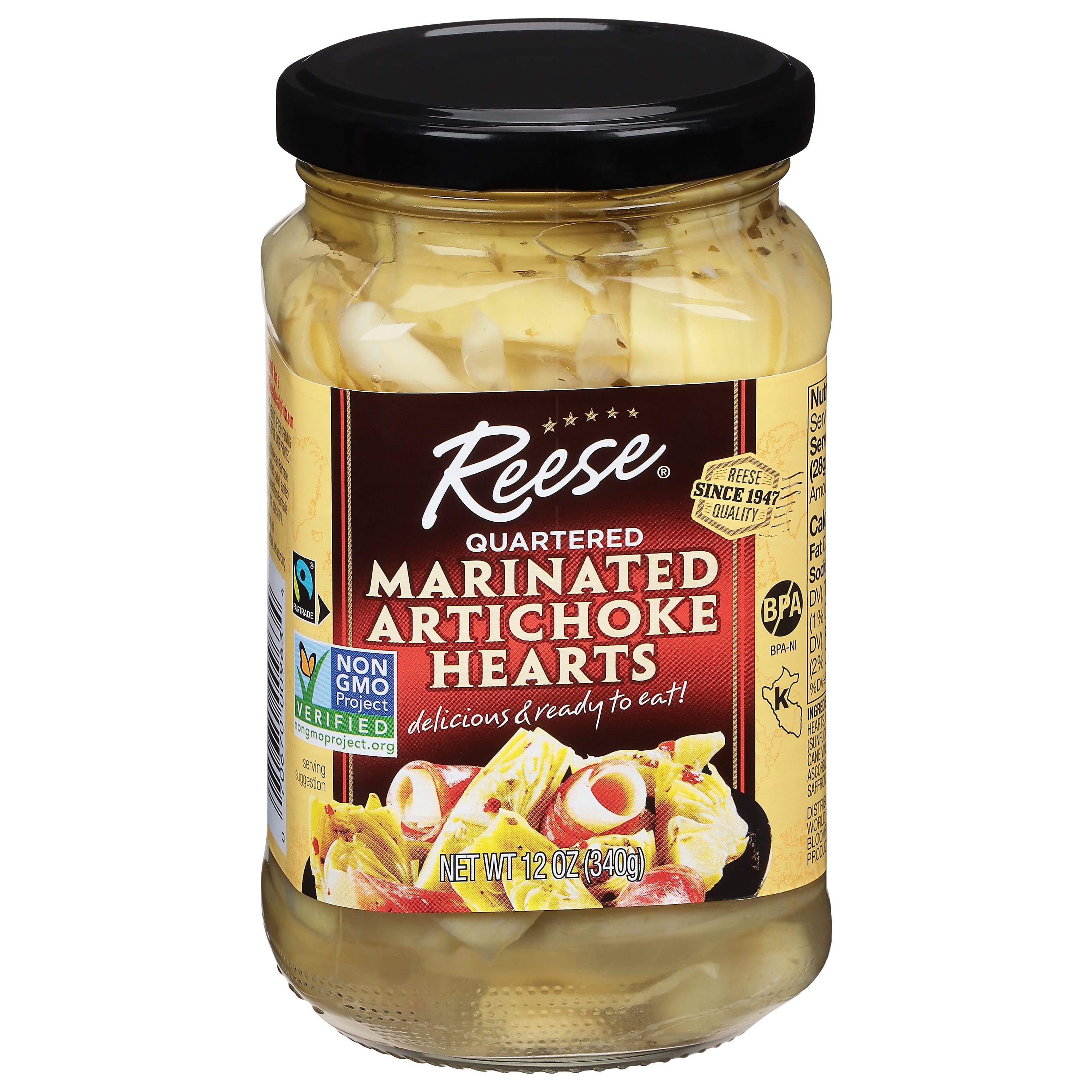 (4 pack) Reese Quartered Marinated Artichoke Hearts 12 oz