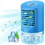 Vosarea Personal Space Cooler Mini Portable Air Conditioner Fan Small Desktop Fan Personal Table Fan Compact Air Cooler with US Plug (Blue)