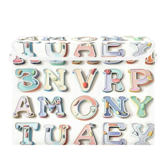 Storage Box With Lid 16.5x12.6x11.8In Foldable Stacked Household Storage Box Pink Letters