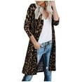thumbnail image 2 of UTTOASFAY Coat Women'S Open Front Leopard Cardigan Pockets Long Sleeve Lightweight Sweater Coat Brown 12(XL), 2 of 6