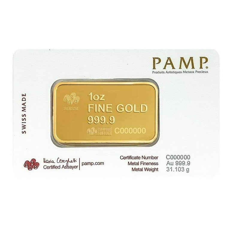 1 oz PAMP Suisse Liberty Bell Gold Bar .9999 Fine (in Assay
