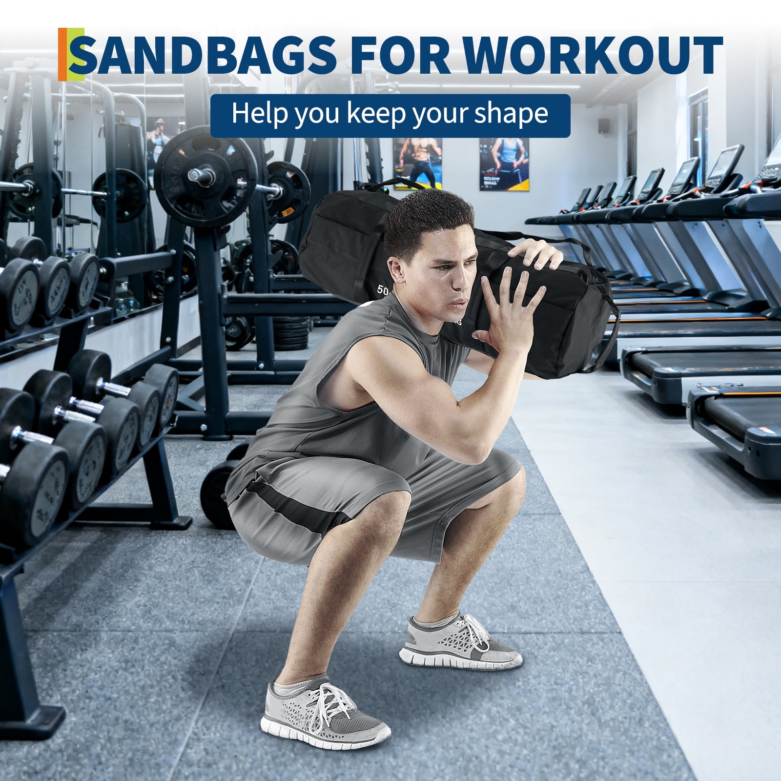 Heavy Duty Adjustable Sandbag, Unfilled Weight Bag with Multi Handles, Durable Workout Power Bag for Strength Training, Cross Training and Home Gym Fitness Exercise