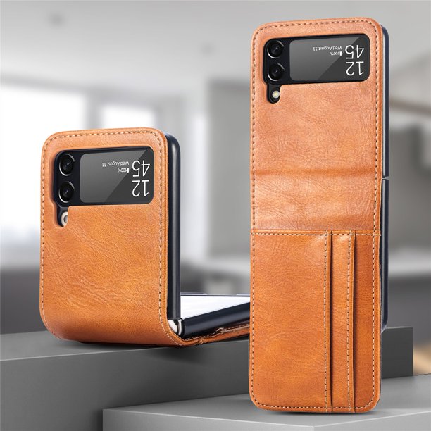 Funda de cuero con tarjetero para Samsung Galaxy Z Flip 3, Flip4, 5G, Flip 4, 3, 2, antideslizante, sensación mate Fivean unisex