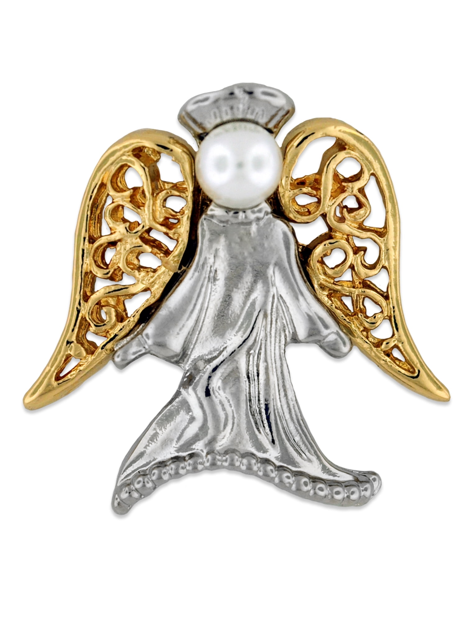 Pinmart Angel With Pearl Religious Spiritual Jewelry Brooch Style
