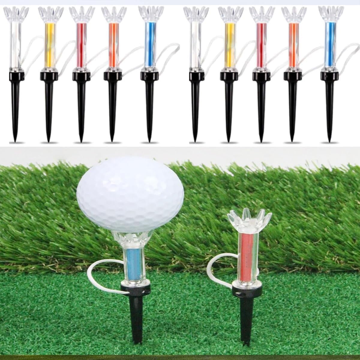 Golf Tee with Magnetic Plastic 360 Degree Bounce, 360°Magnetic Golf Tee Holder with Bounce, Multi Color Flexible Magnetic Plastic Golf Tee for Training Practice Tool Accessory
