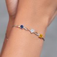 thumbnail image 4 of Gem Stone King 925 Silver and 10K Yellow Gold Blue Created Sapphire Moissanite Yellow Citrine and Lab Grown Diamond Tennis Bracelet for Women By Keren Hanan (2.00 cttw, Adjustable up To 9 inch), 4 of 4