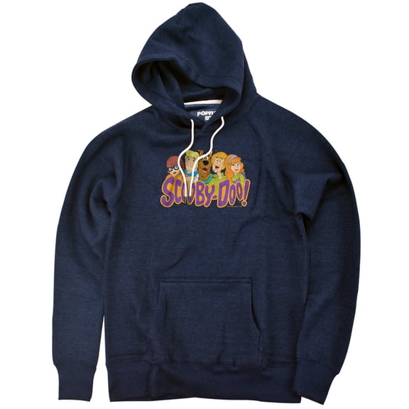 Scooby Doo! Scooby Gang Unisex Adult Slim Fit Pull-Over Heather Hoodie, Navy, Small
