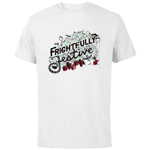 Disney Nightmare Before Christmas Frightfully Festive Holiday - Short Sleeve Cotton T-Shirt for Adults - Customized-White