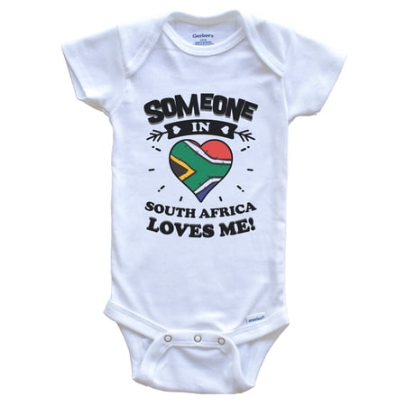 Someone In South Africa Loves Me South African Flag Heart Baby Bodysuit