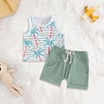 thumbnail image 2 of mgoYE Baby Girl Clothes 6-9 Months Toddler Baby Boy Clothes Summer Sleeveless Tank Top and Shorts Cute Infant Baby Boy Outfits Clothing Set|Green 2-3 Years, 2 of 7