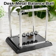 thumbnail image 4 of Desk Metal Balance Ball Perpetual Motion, Black Wooden Base for Psychology Teaching Tools and Stress Relief, 4 of 9