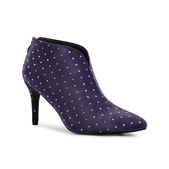 Unique Bargains Bottines à Talon Aiguille pour Femme à Bout Pointu en V Violet (Taille 9)