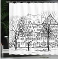 thumbnail image 4 of Ambesonne Autumn Shower Curtain, European Town Street, 69"Wx70"L, Black White, 4 of 5